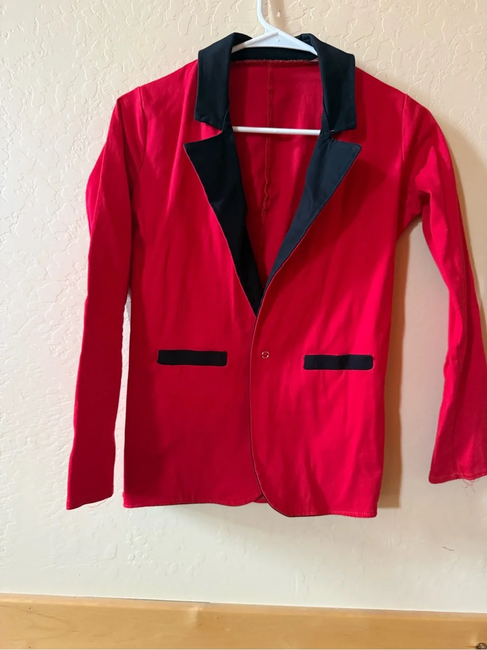 Kelle Large Child Red Jazz Dance Costume Set Blazer Pants & Rhinestone Leotard
